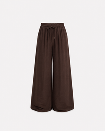 Flowy Drawstring Wide Leg Trousers Brown | SEISHIKI STUDIO