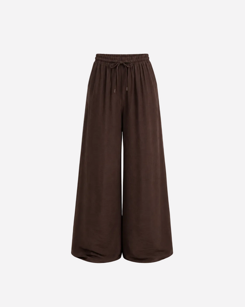Flowy Drawstring Wide Leg Trousers Brown