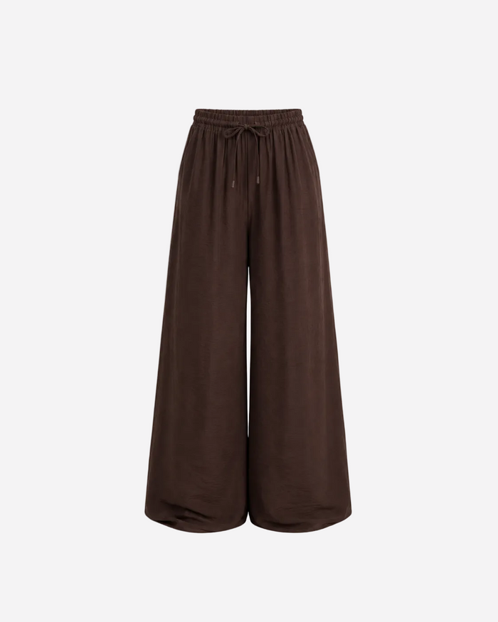 Flowy Drawstring Wide Leg Trousers Brown | SEISHIKI STUDIO