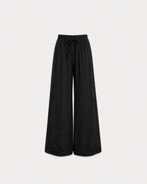 Flowy Drawstring Wide Leg Trousers Black | SEISHIKI STUDIO