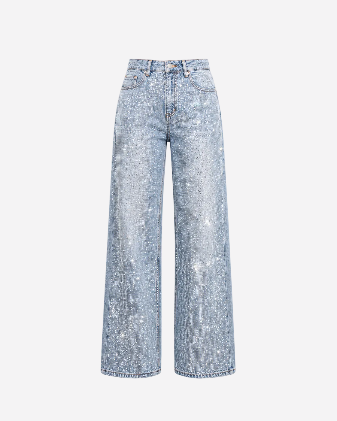 ALL OVER RHINESTONES LIGHT WASH WIDE LEG JEANS - INSEAM 83CM - NON STRETCH | SEISHIKI STUDIO