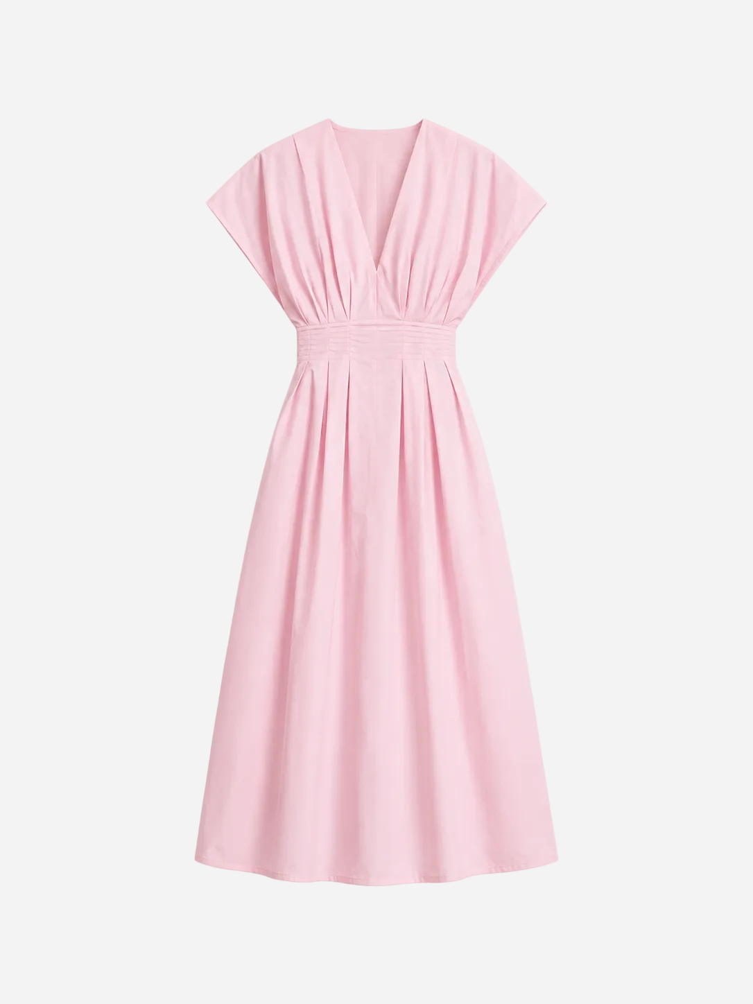 Shape enhancing cotton pleated shortsleeve front tie dress pink | SEISHIKI STUDIO