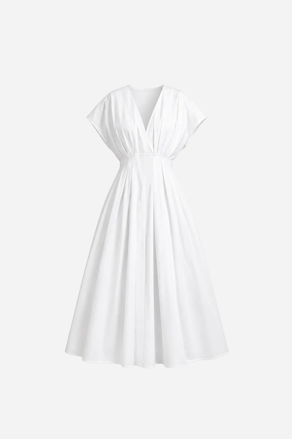 Shape enhancing cotton pleated shortsleeve front tie dress white | SEISHIKI STUDIO