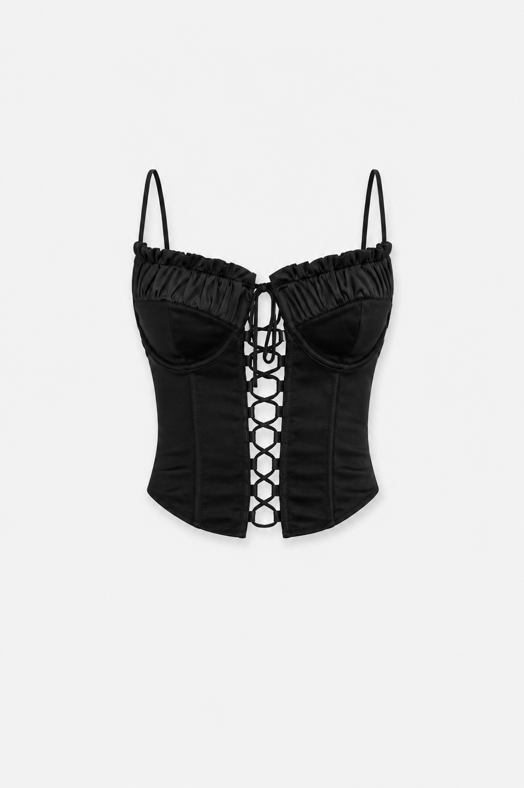 Black Stretch Corset Crop Top with Lace Front | Sculpting Fit – SEISHIKI STUDIO
