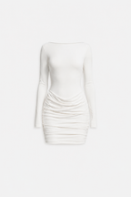 SEISHIKI STUDIO Sculpting Long Sleeve Mini Dress – Buttery Soft Stretch Fit White