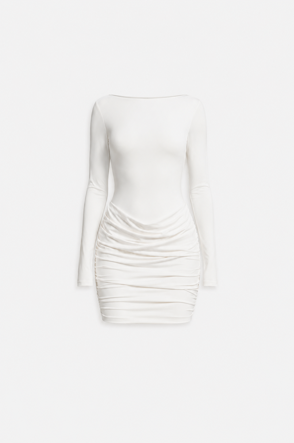 SEISHIKI STUDIO Sculpting Long Sleeve Mini Dress – Buttery Soft Stretch Fit White