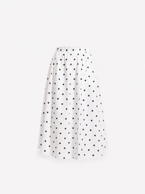 SEISHIKI STUDIO maxi length white polkadot skirt with stretch