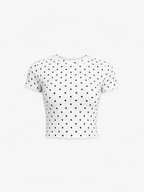 SEISHIKI STUDIO polkadot stretchy shortsleeve top white