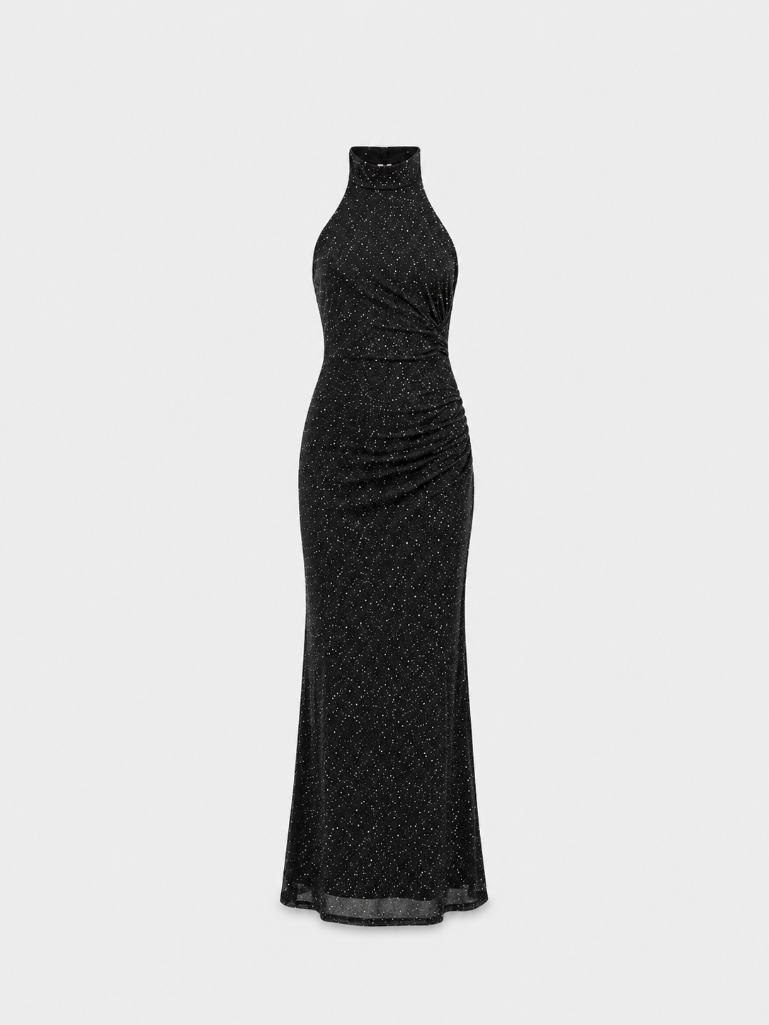 STRETCHY HIGH NECK SPARKLE DRESS BLACK | SEISHIKI STUDIO