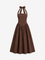 Halter neck bow dress brown | SEISHIKI STUDIO