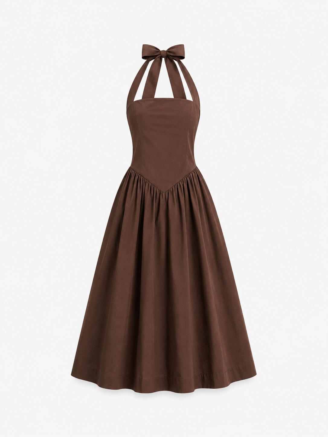 Halter neck bow dress brown | SEISHIKI STUDIO