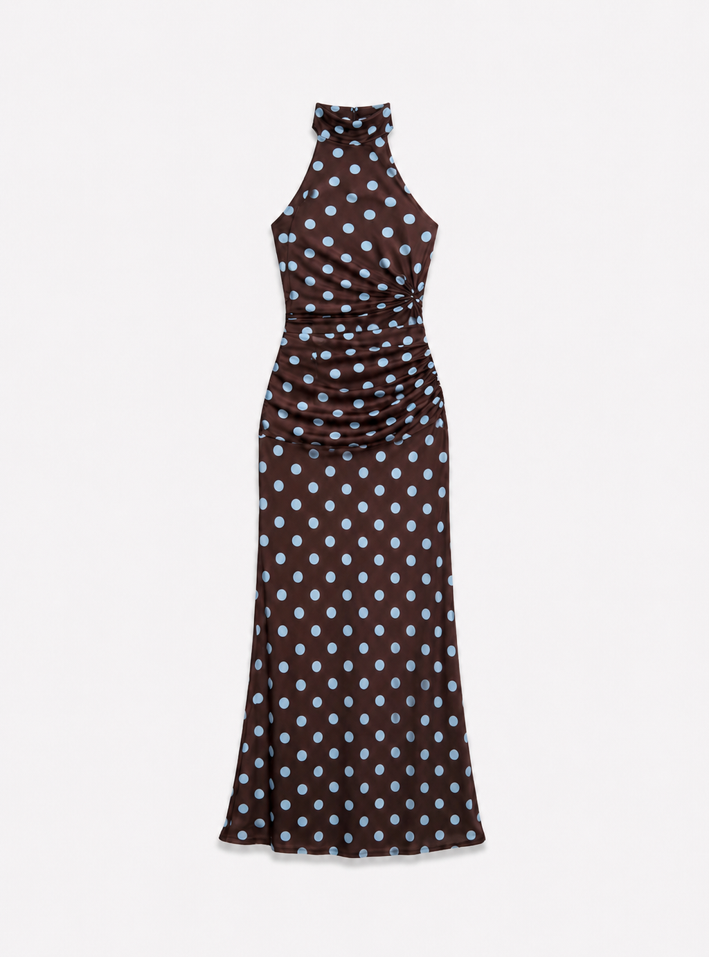Polka Dot Halter Maxi Dress Brown/Blue | SEISHIKI STUDIO