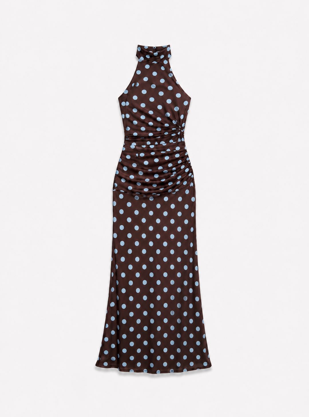 Polka Dot Halter Maxi Dress Brown/Blue | SEISHIKI STUDIO