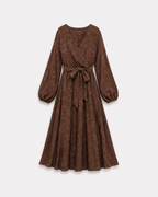 Curvy Brown Textured Wrap Maxi Dress | SEISHIKI STUDIO