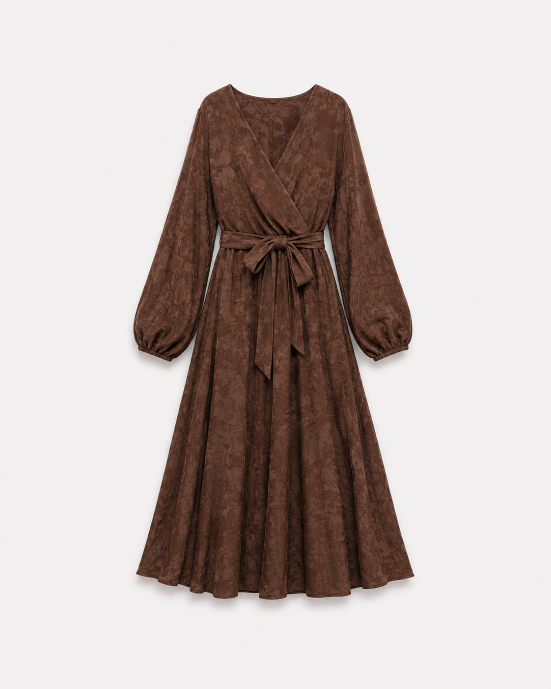 Curvy Brown Textured Wrap Maxi Dress | SEISHIKI STUDIO
