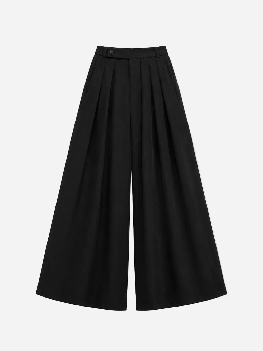 SEISHIKI STUDIO PLEATED STRETCHY ULTRA WIDE LEG PANTS BLACK