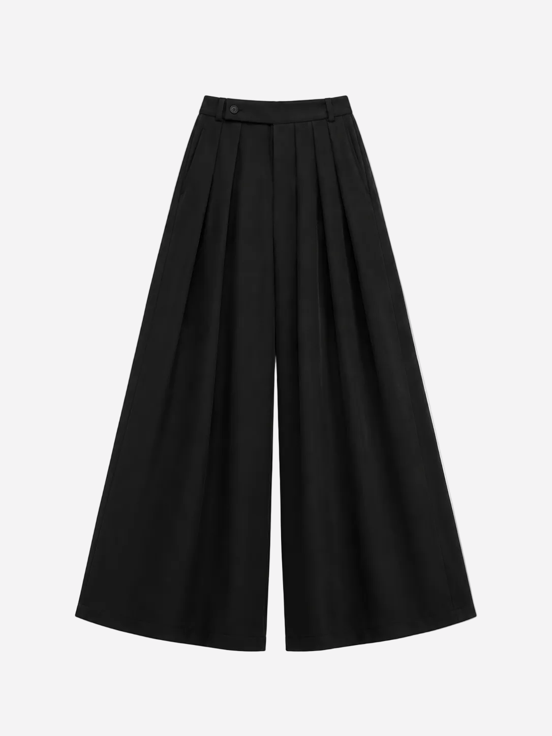 SEISHIKI STUDIO PLEATED STRETCHY ULTRA WIDE LEG PANTS BLACK