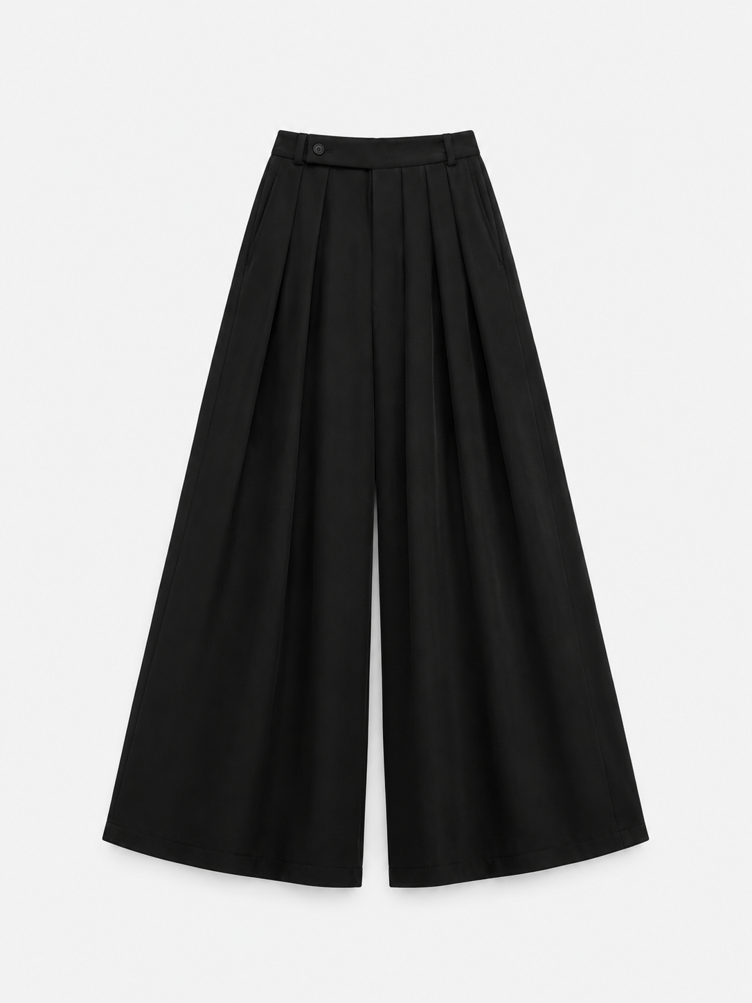 SEISHIKI STUDIO PLEATED STRETCHY ULTRA WIDE LEG PANTS BLACK