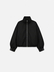 SEISHIKI STUDIO cropped high neck oversized windbreaker jacket black