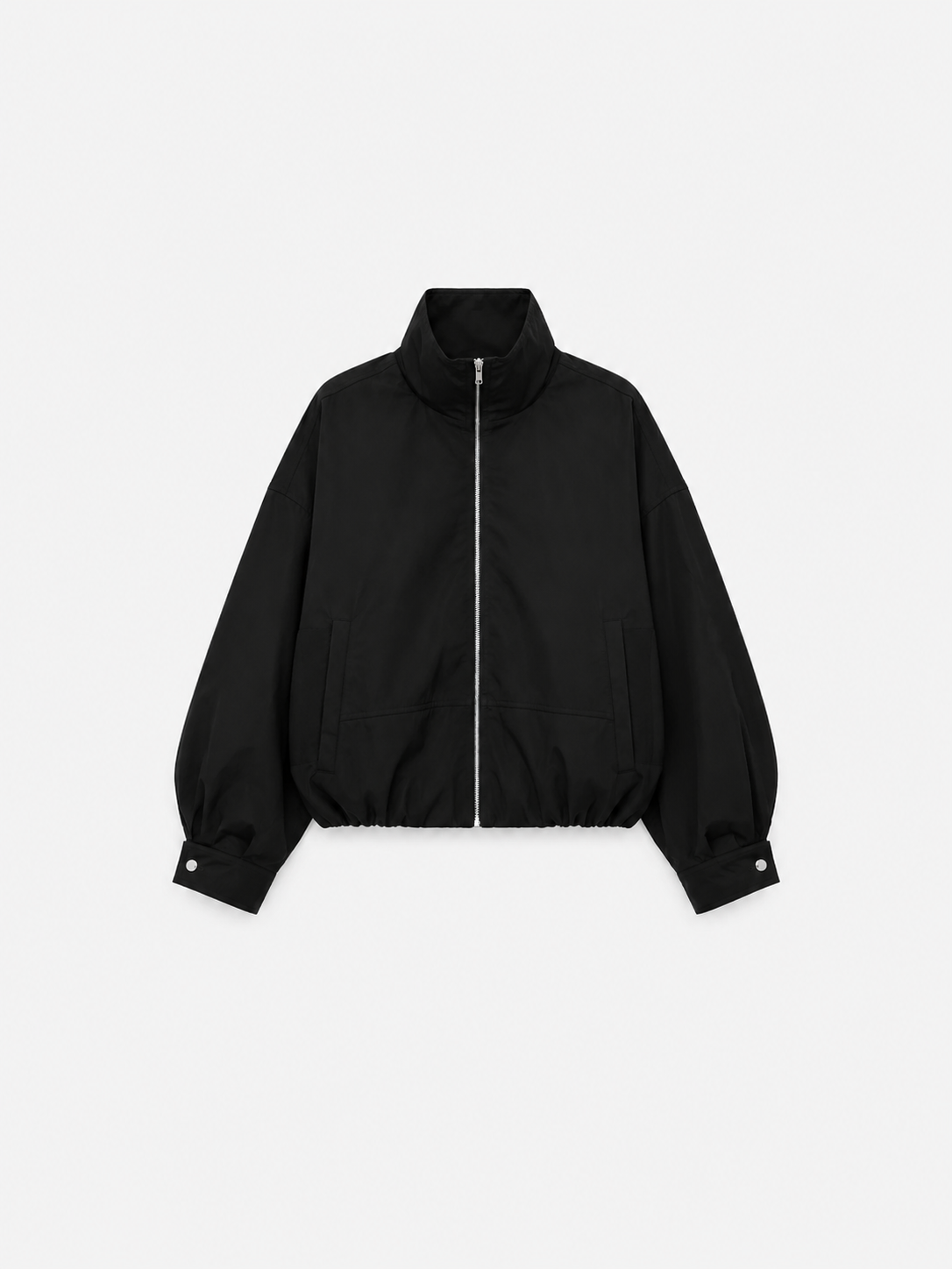 SEISHIKI STUDIO cropped high neck oversized windbreaker jacket black