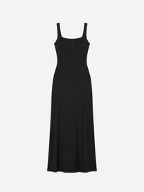 seishiki studio ultra stretchy soft tanktop top dress with button detail black