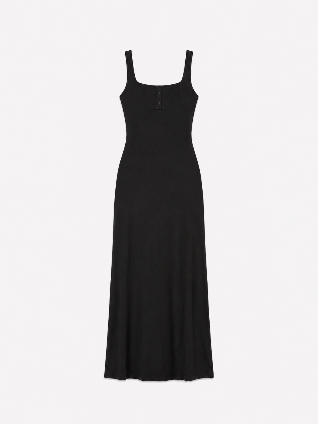 seishiki studio ultra stretchy soft tanktop top dress with button detail black