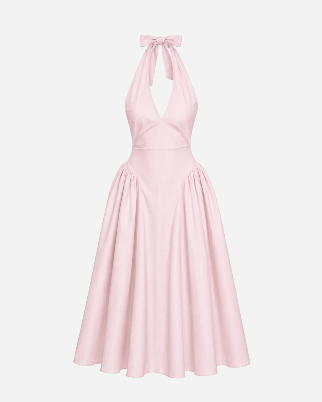 SEISHIKI STUDIO cotton halter stretchy back midi dress pastel pink