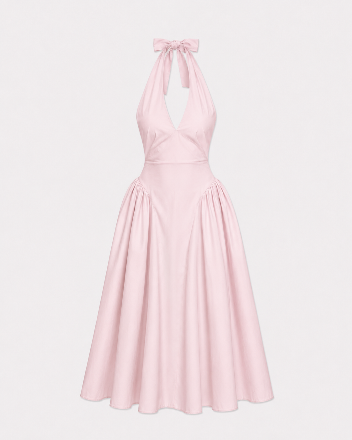 SEISHIKI STUDIO cotton halter stretchy back midi dress pastel pink