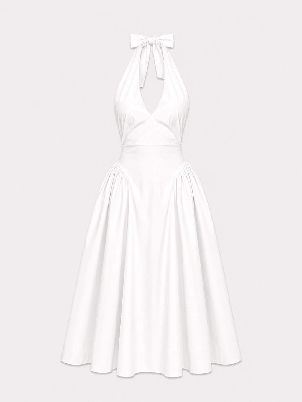 SEISHIKI STUDIO cotton halter stretchy back midi dress white