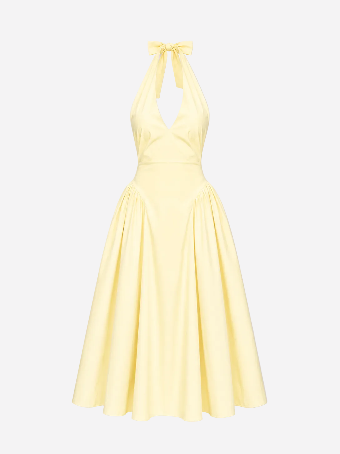 SEISHIKI STUDIO cotton halter stretchy back midi dress butter yellow