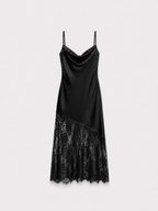 ASYMMETRIC DRAPED LACE DRESS BLACK | SEISHIKI STUDIO