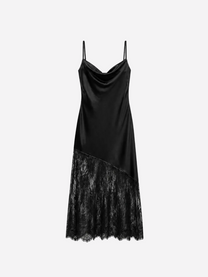 Asymmetric Draped Lace Dress Black – SEISHIKI STUDIO