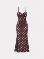 polkadot sculpt maxi dress brown | SEISHIKI STUDIO