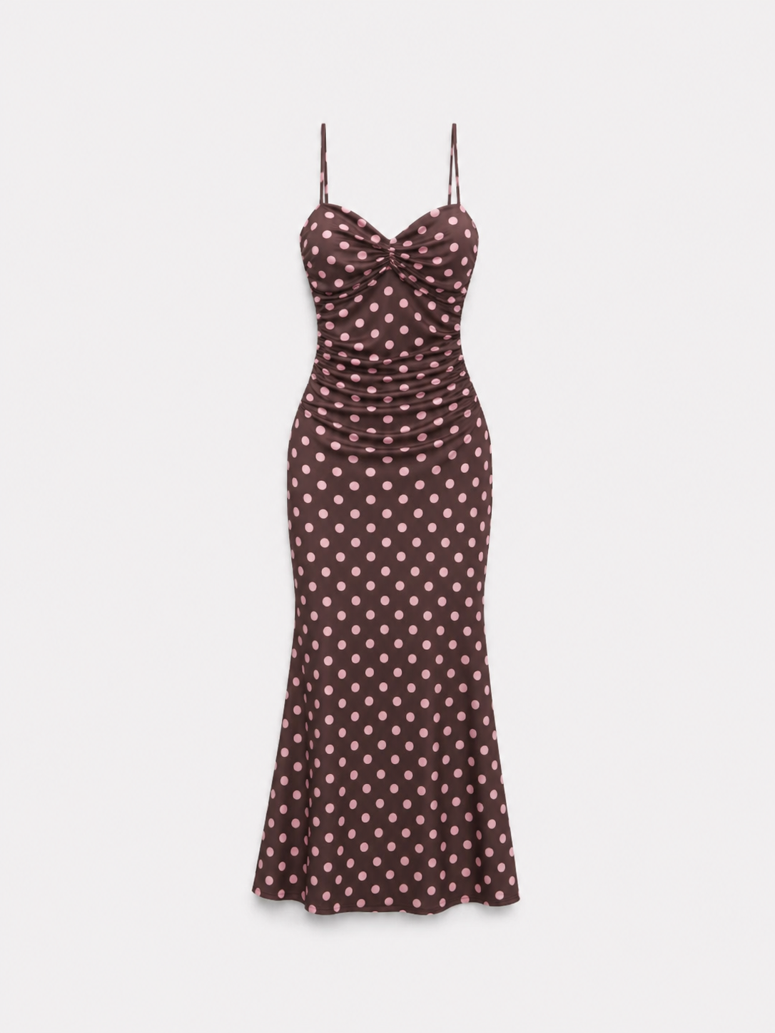 polkadot sculpt maxi dress brown | SEISHIKI STUDIO