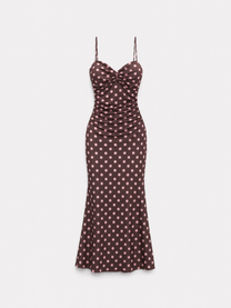 Polkadot Sculpt Maxi Dress Brown – SEISHIKI STUDIO