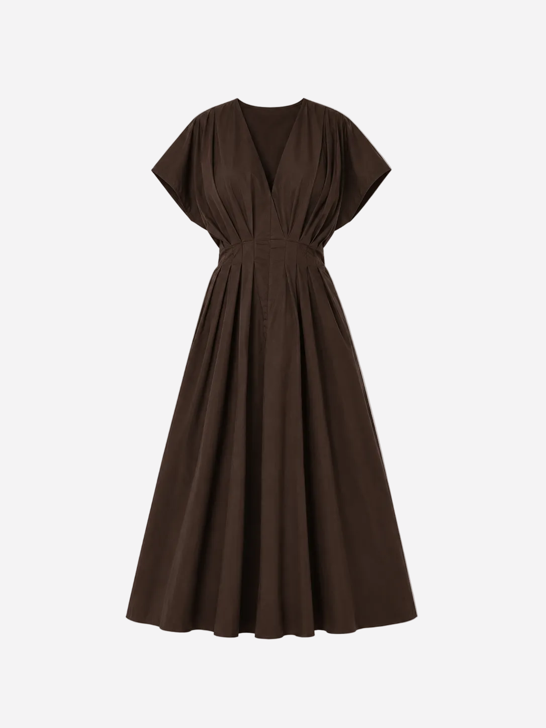 Shape Enhancing Cotton Pleated Shortsleeve Front Tie Dress Brown – SEISHIKI STUDIO