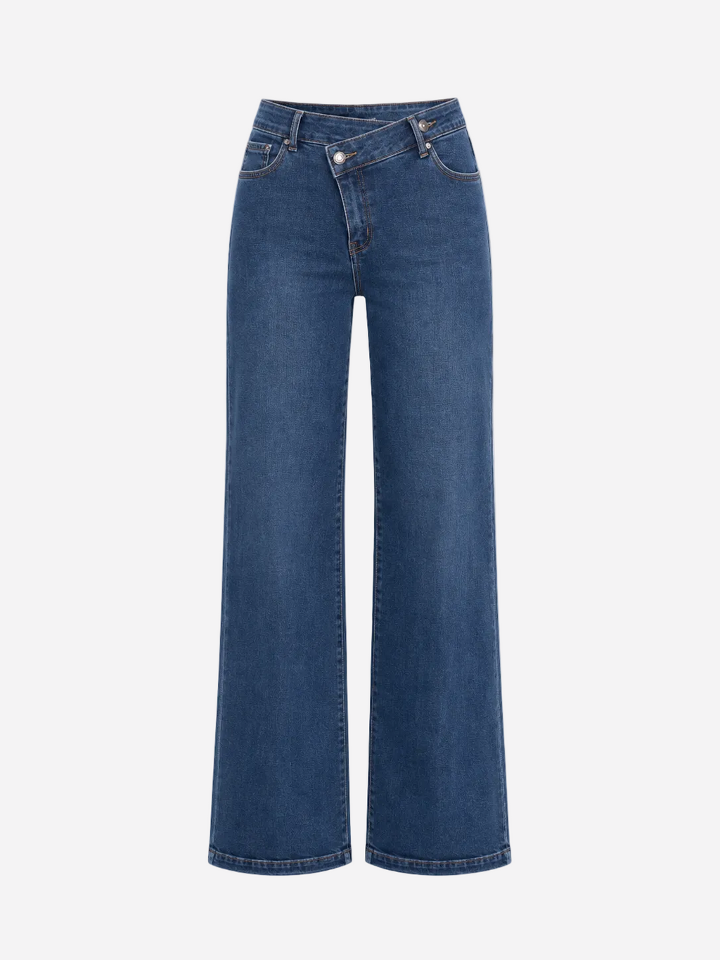 SUPER STRETCHY DARK BLUE WIDE LEG JEANS WITH SLANTED BUTTON - INSEAM 81CM | SEISHIKI STUDIO