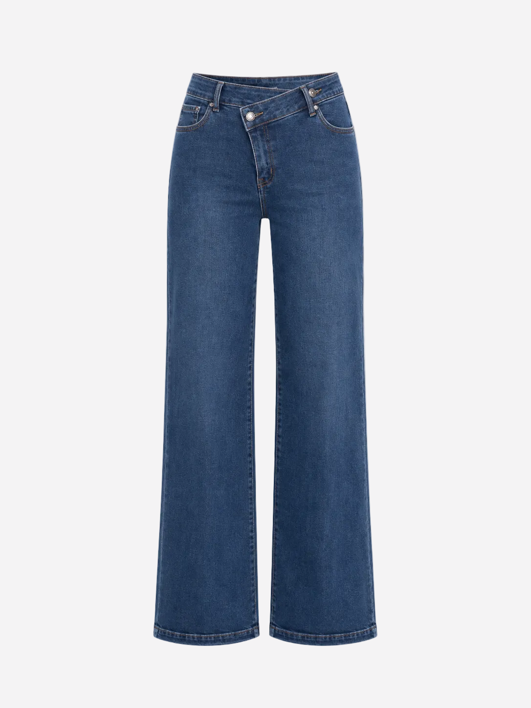 SUPER STRETCHY DARK BLUE WIDE LEG JEANS WITH SLANTED BUTTON - INSEAM 81CM | SEISHIKI STUDIO