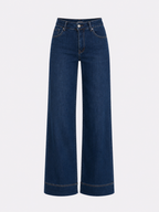 STRETCHY DARK BLUE WIDE LEG JEANS WITH RAISED BOTTOM SEAM - INSEAM 80CM | SEISHIKI STUDIO