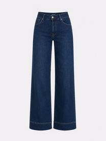 STRETCHY DARK BLUE WIDE LEG JEANS WITH RAISED BOTTOM SEAM - INSEAM 80CM | SEISHIKI STUDIO