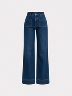 SUPER STRETCHY BLUE WIDE LEG JEANS WITH SMALL FRONT POCKETS - IL 80CM | SEISHIKI STUDIO