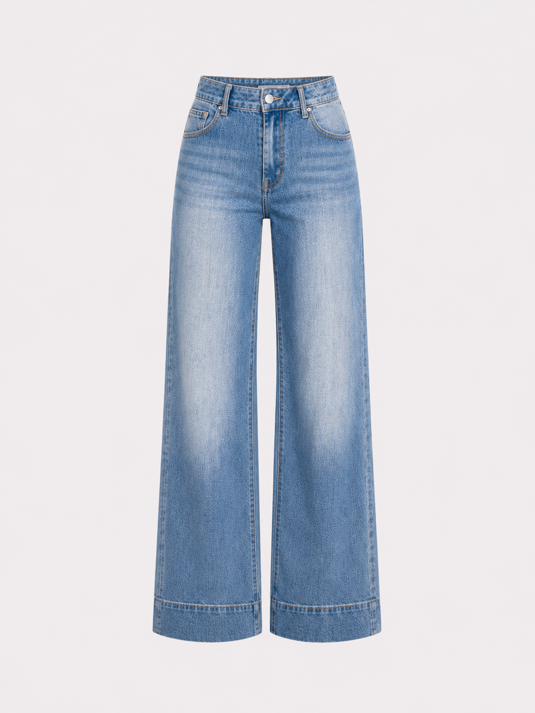 LIGHT STRETCH MEDIUM WASH WITH BRIGHT SPOTS CLASSIC WIDE LEG JEANS - INSEAM 81CM | SEISHIKI STUDIO