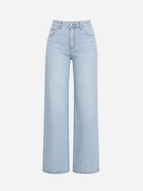 INSEAM 79CM - SUPER STRETCHY LIGHT WASH Wide Leg JEANS WITH HEART SEAMS | SEISHIKI STUDIO