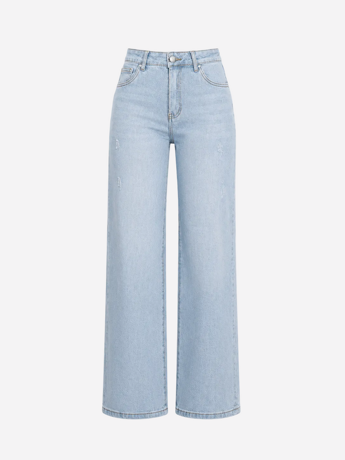 Super Stretchy Light Wash Wide Leg Jeans with Heart Seams – Curvy Fit – Inseam 79cm | SEISHIKI STUDIO