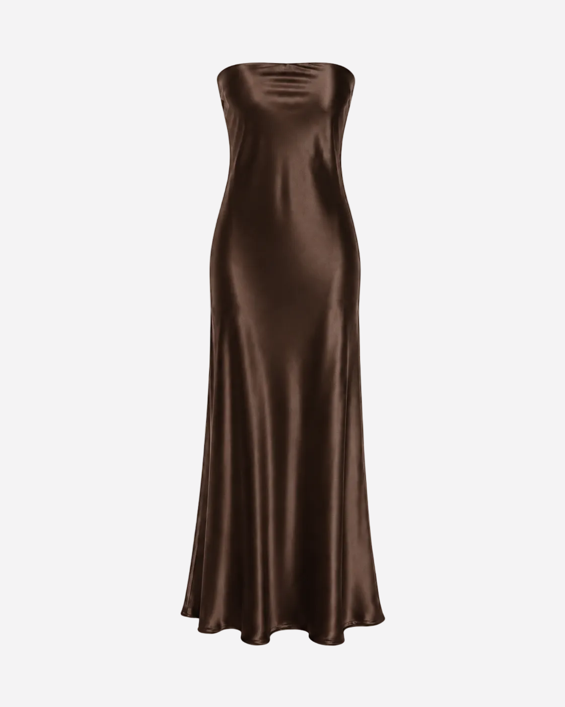 strapless silky dress brown