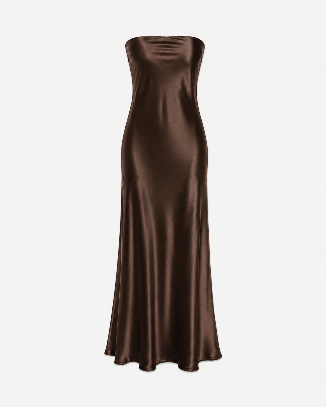 strapless silky dress brown