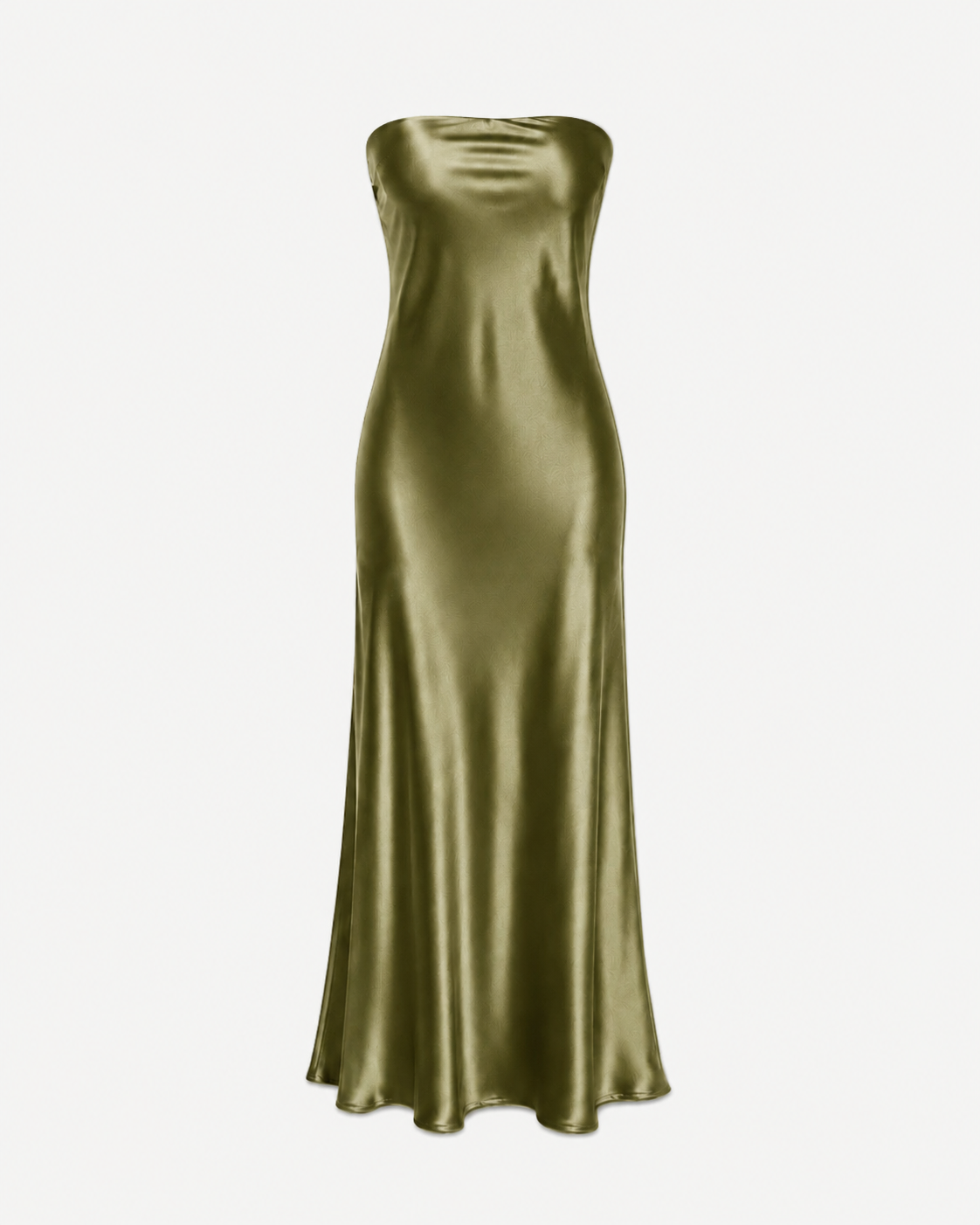 strapless silky dress green