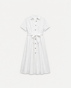 Curvy White Button Front Shirt Maxi Dress with Tie Waist | SEISHIKI STUDIO