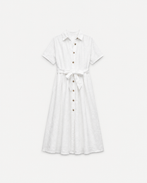 Curvy White Button Front Shirt Maxi Dress with Tie Waist – SEISHIKI STUDIO