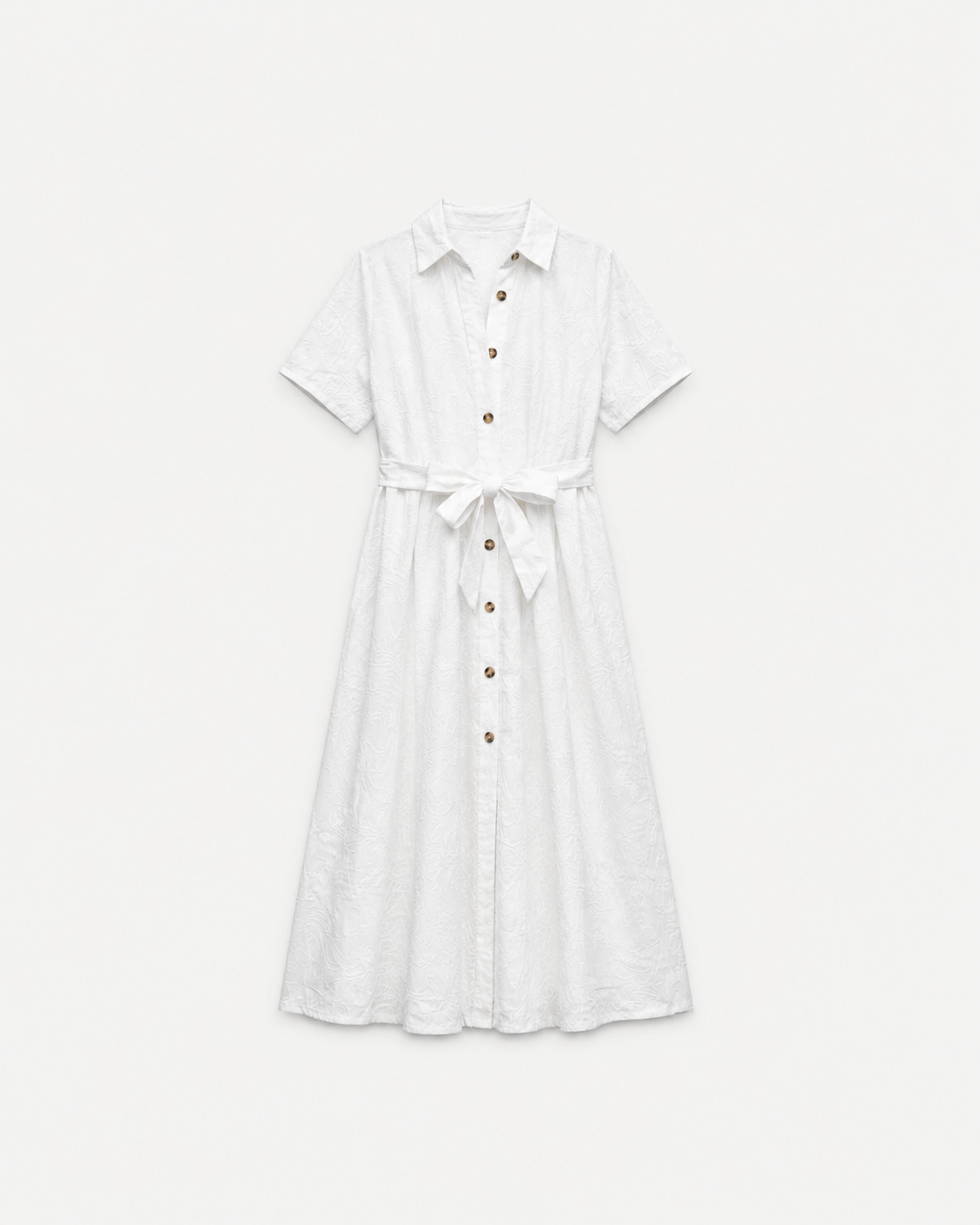 Curvy White Button Front Shirt Maxi Dress with Tie Waist | SEISHIKI STUDIO